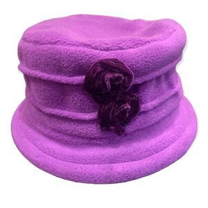 VINTAGE MARI ANNE  Bucket Hat Lined Velvet Flowers Accent Warm Purple Irish